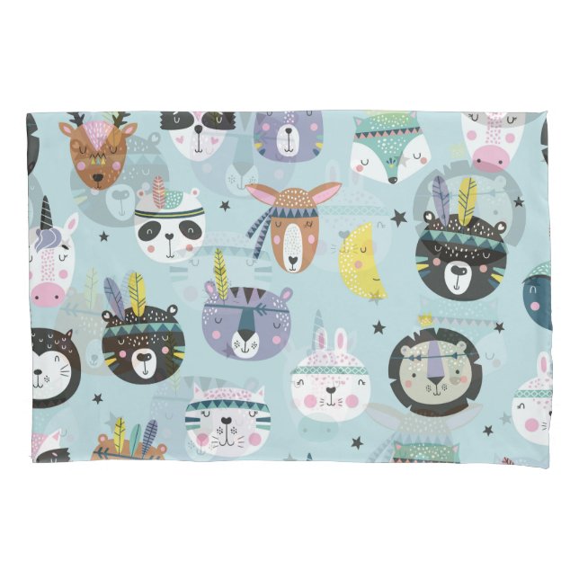 Cute Animal Tribal: Boho Pattern Pillow Case (Front)