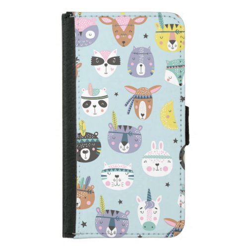 Cute Animal Tribal Boho Pattern Samsung Galaxy S5 Wallet Case