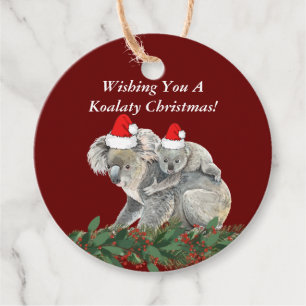 Cute Animal Watercolor Family Christmas Koala Bear Favor Tags