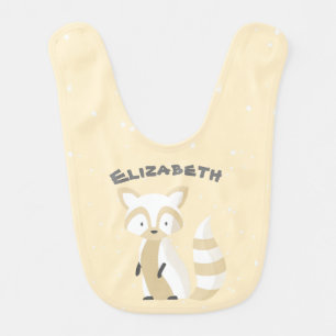 Cute animal white snowflakes Squirrel pastel pink  Baby Bib