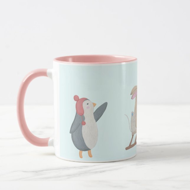 Cute animal winter scene mug (Left)