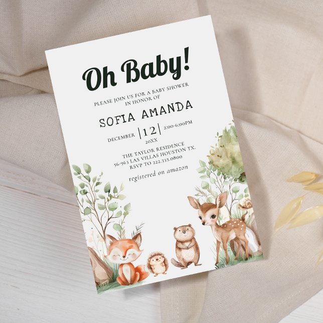 Cute Animal Woodland Baby Shower Invitation (Creator Uploaded)