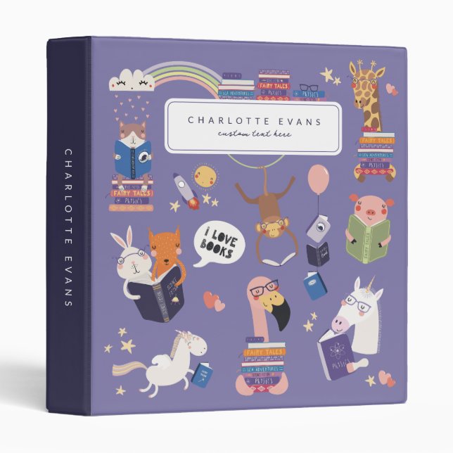 Cute Animals 3-Ring Binder for Back to School (Front/Spine)