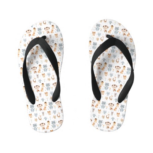 Cute Animals 4  Kids Flip Flops