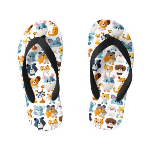 Cute Animals 5  Kids Flip Flops