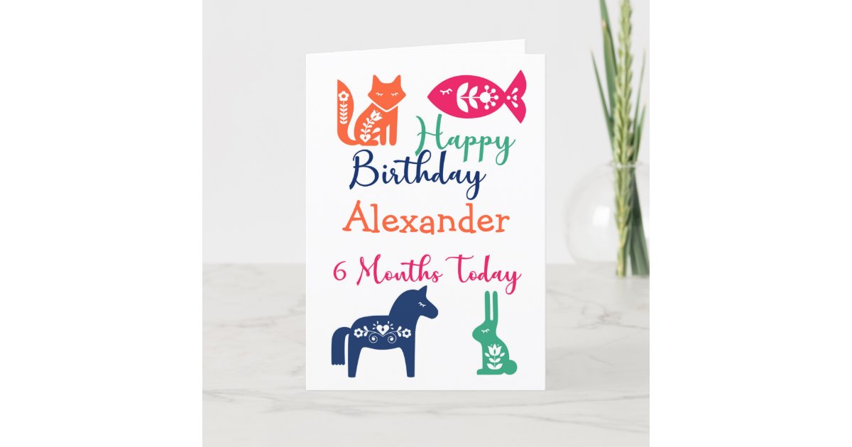 Cute Animals 6 Month Birthday Card | Zazzle