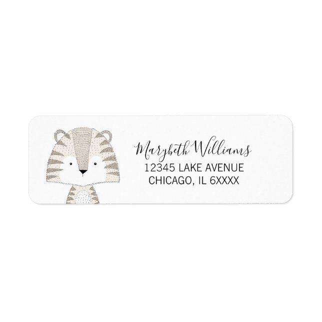 Cute Animals Baby Shower Address Labels | Tiger (Front)