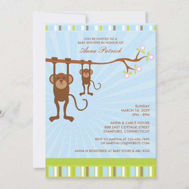 Cute Animals Baby Shower Flat Invitation (Front)