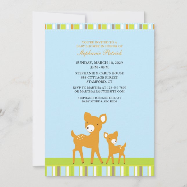 Cute Animals Baby Shower Flat Invitation (Front)