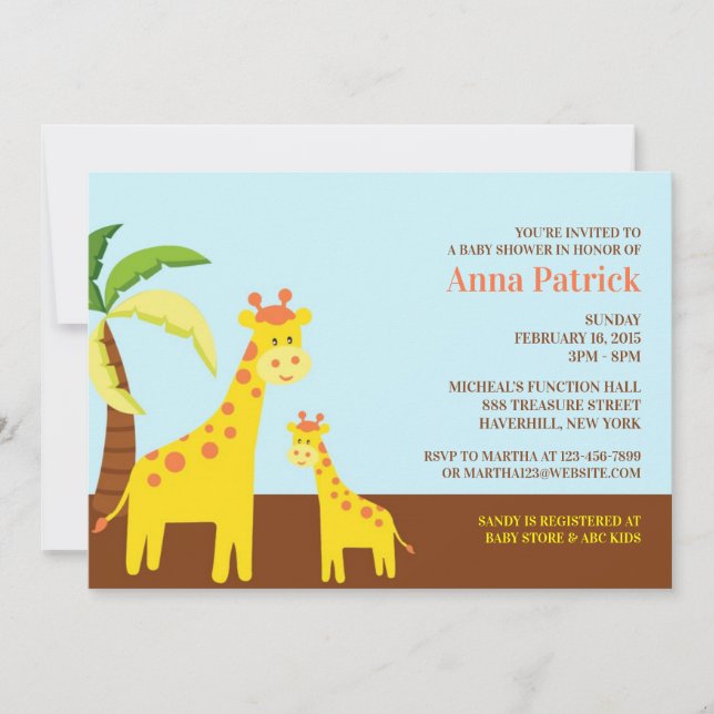 Cute Animals Baby Shower Flat Invitation (Front)