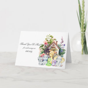 Cute Animals Baby Shower Folded Thank You Card