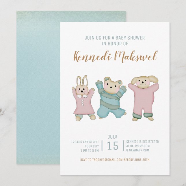 Cute Animals | Baby Shower Invitation (Front/Back)