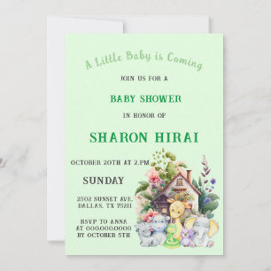 Cute Animals Baby Shower Invitation Mint