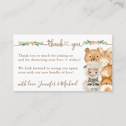 Cute Animals Baby Shower New Mommy Thank You Enclosure Card