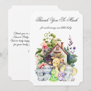 Cute Animals Baby Shower Thank You Card