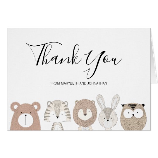 cute animals baby shower thank you card zazzle