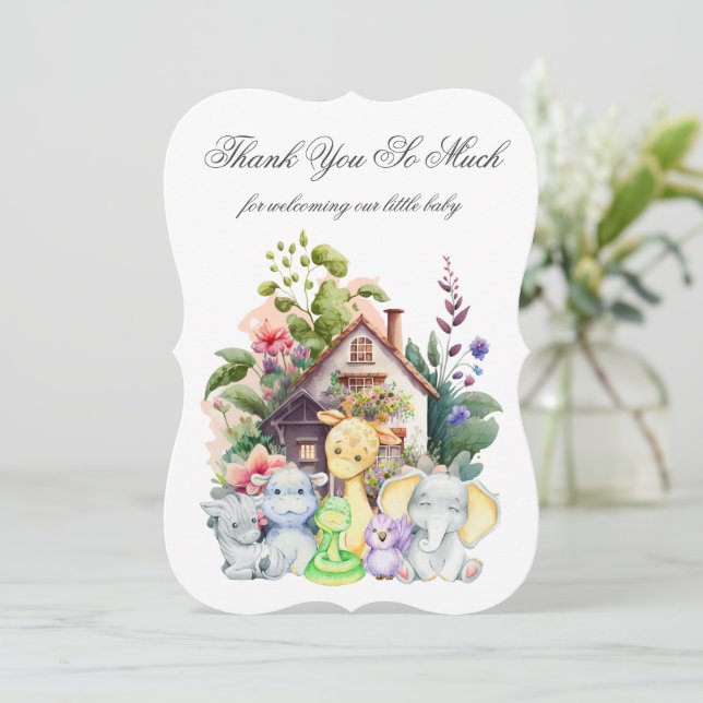 Cute Animals Baby Shower Thank You Card (Standing Front)