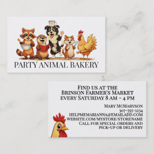 Cute animals baking baker bakery pastry chef business card