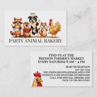 Cute animals baking baker bakery pastry chef business card