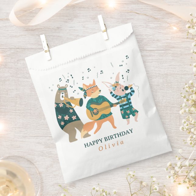 Cute Animals Band Birthday Favor Bag (Clipped)