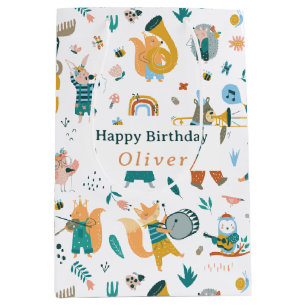Cute Animals Band Birthday Medium Gift Bag