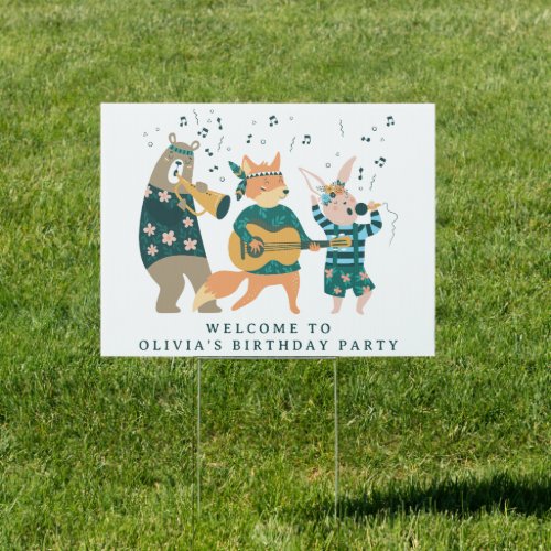 Cute Animals Band Birthday Sign