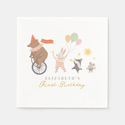 Cute Animals Band First Birthday Napkins