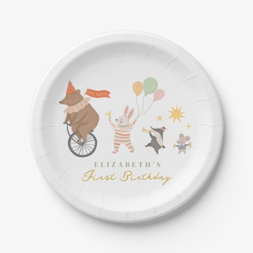 Cute Animals Band First Birthday Paper Plates