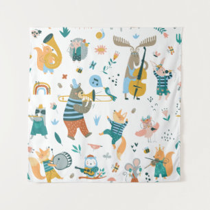 Cute Animals Band Tapestry