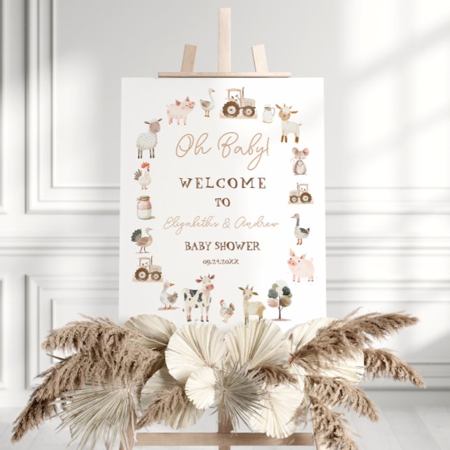 Cute Animals Barnyard Baby Shower Welcome Foam Board (Creator Uploaded)