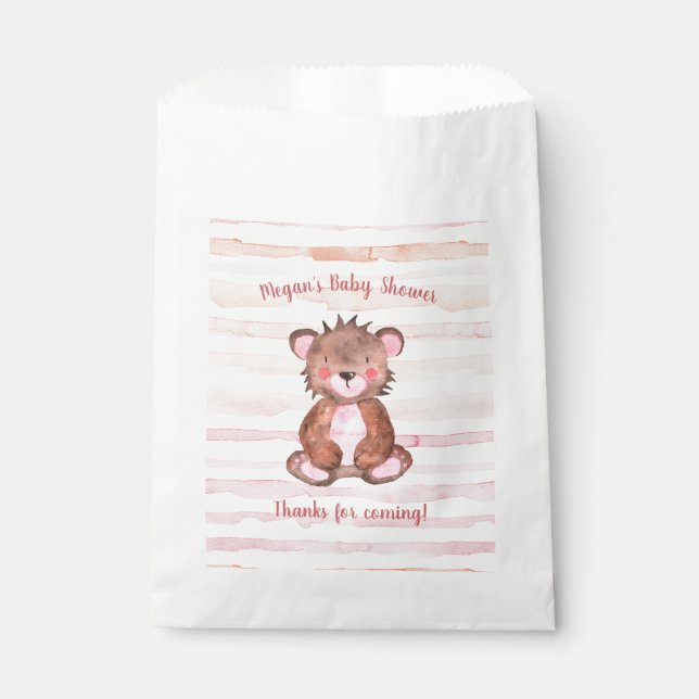 Cute Animals Bear Cub Baby Shower Party Favor Bags (Front)