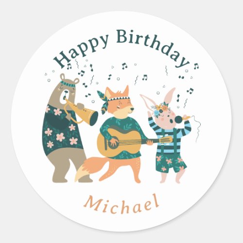 Cute Animals Bend Classic Round Sticker