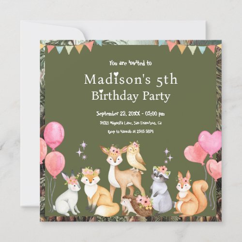 Cute Animals Birthday Invitation