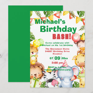 Cute Animals Birthday Party Invitation