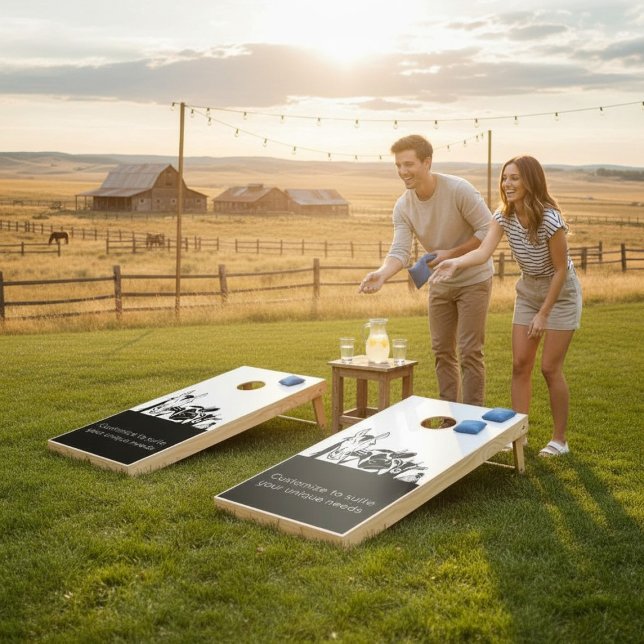 Cute animals black and white modern minimal  cornhole set (Creator Uploaded)