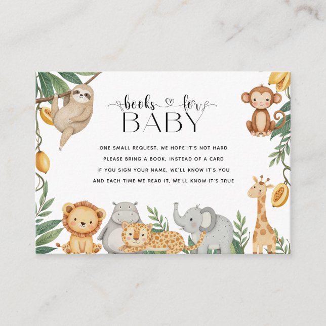 Cute Animals Boho Baby Shower Books For Baby Enclosure Card (Front)
