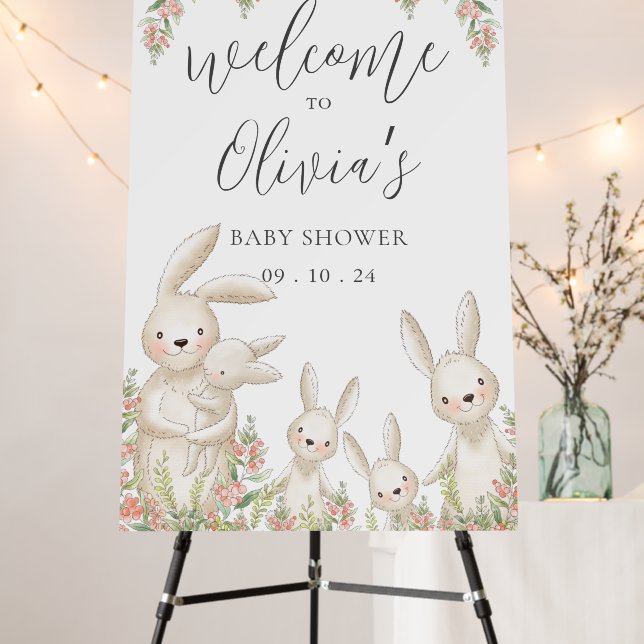Cute Animals Bunny Rabbit Baby Shower Foam Board (In Situ (Stand))