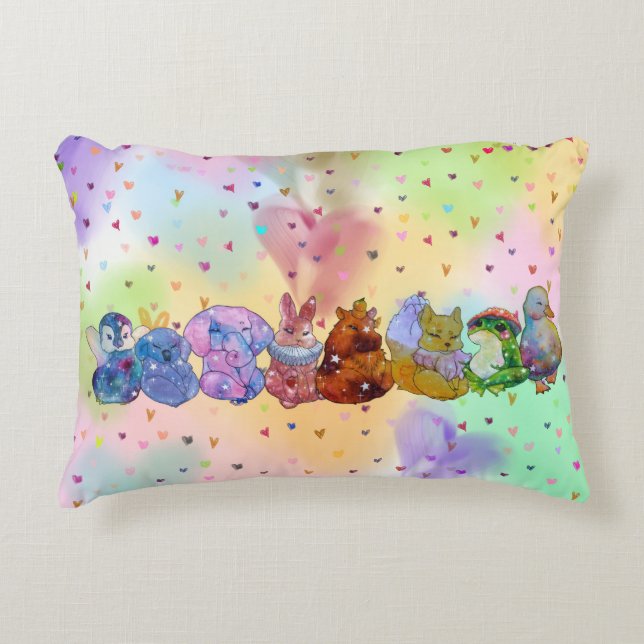 Cute Animals called The Lucky Charms Accent Pillow (Front)