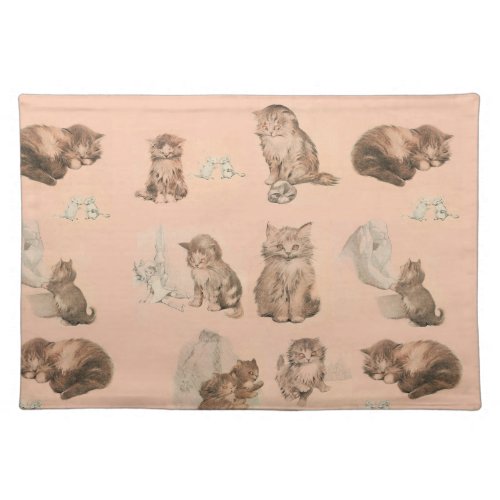 CUTE ANIMALS  CAT AND MOUSE STORIES IN PINK PLACEMAT