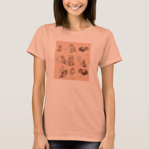 CUTE ANIMALS  CAT AND MOUSE STORIES IN PINK T_Shirt