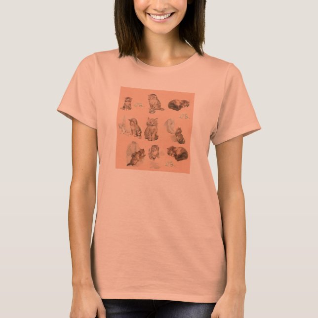 CUTE ANIMALS / CAT AND MOUSE STORIES IN PINK T-Shirt (Front)