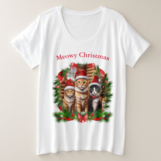 Cute animals Cats Christmas T-shirts (Design Front)