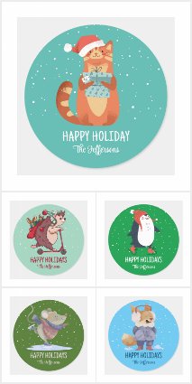 Cute Animals Christmas Stickers