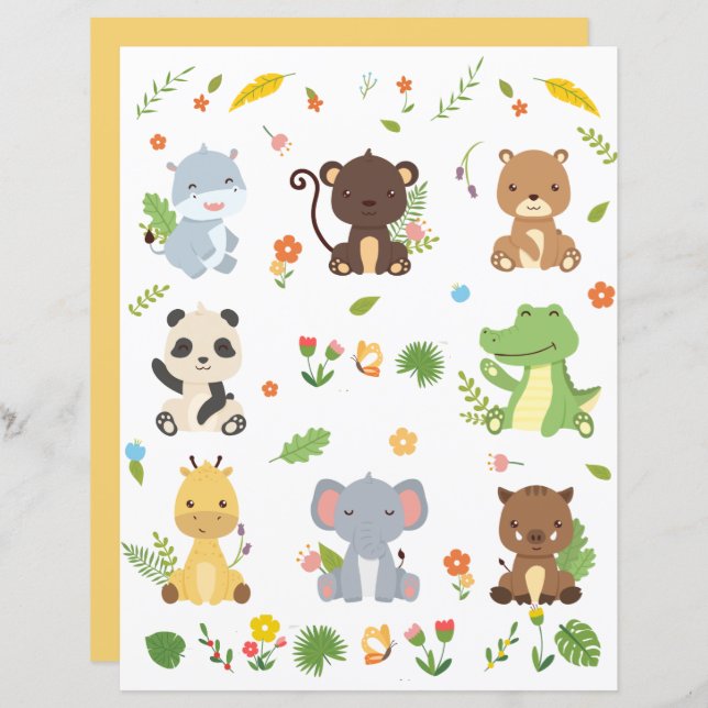 Cute Animals Collection 4 Scrapbooking Paper (Front/Back)