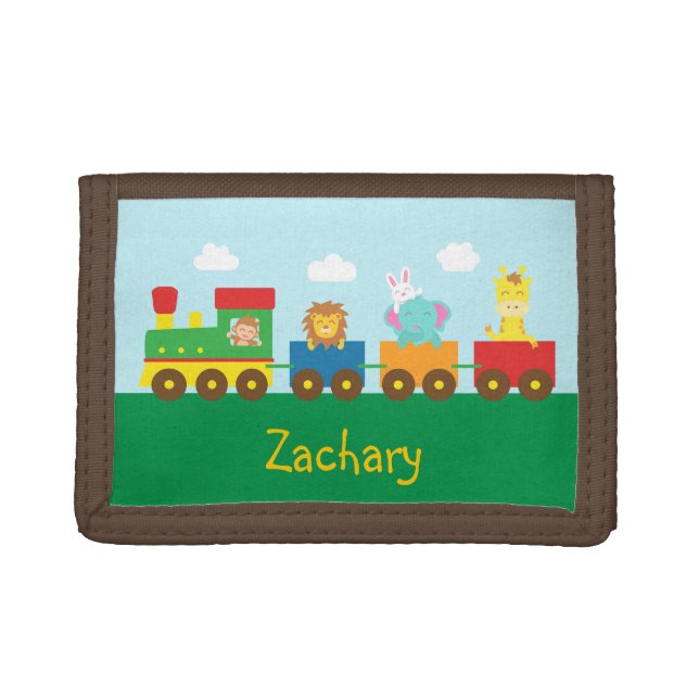 Cute Animals Colourful Train Kids Wallet (Front)