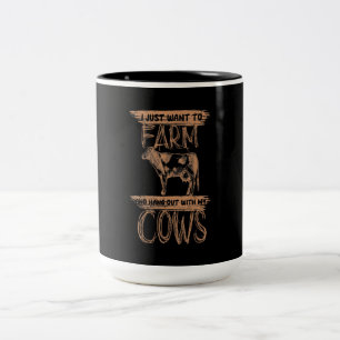 Cute Animals Cow Funny Cow Lover Gift Two-Tone Coffee Mug