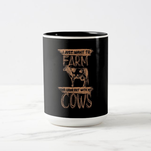 Cute Animals Cow| Funny Cow Lover Gift Two-Tone Coffee Mug (Center)