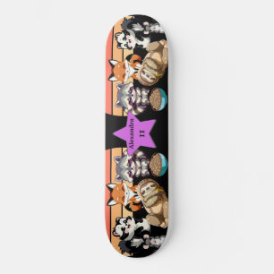 Cute Animals Custom Name Skateboard