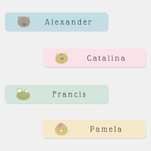Cute Animals Custom Student Name Labels