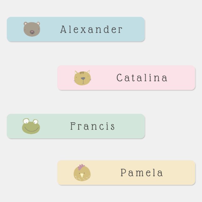 Cute Animals Custom Student Name Labels (Group)